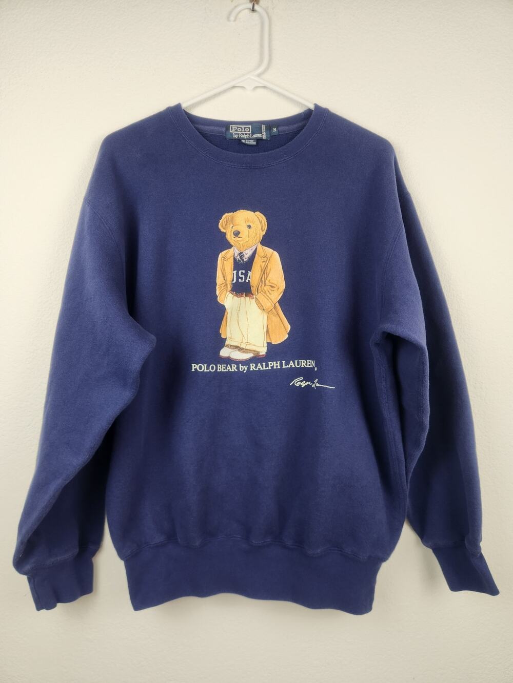 Vintage Polo by Ralph Lauren Polo Bear Sweatshirt Blue Unisex Med USA Crew Neck